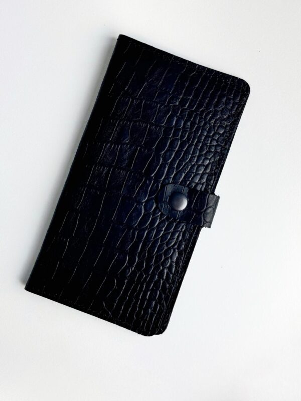 Портмоне мужское Skill тиснение крокодил черное