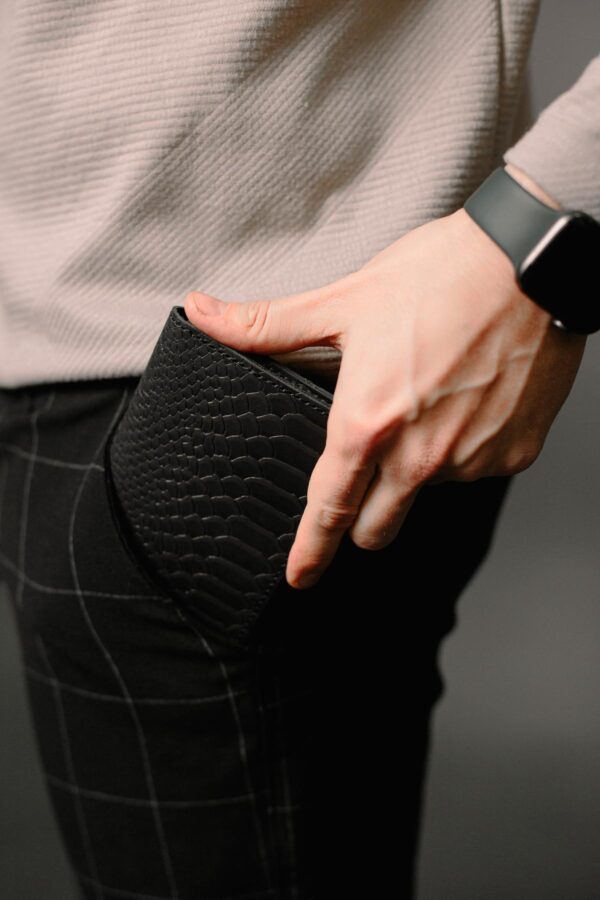 Портмоне мужское Skill тиснение питон черное