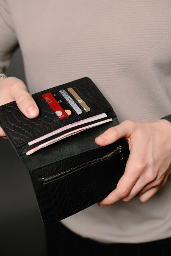 Портмоне мужское Skill тиснение питон черное