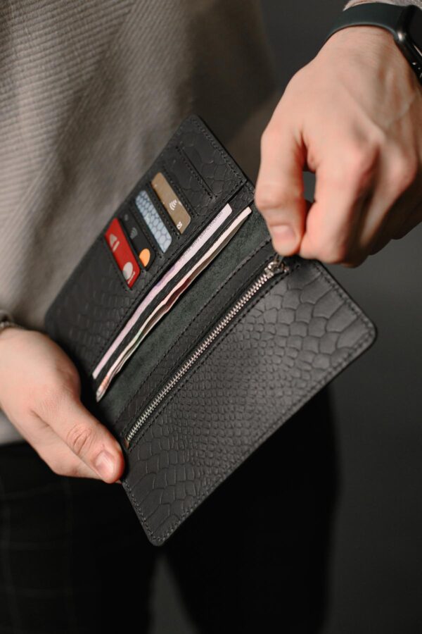 Портмоне мужское Skill тиснение питон черное