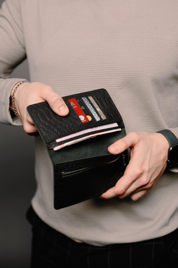 Портмоне мужское Skill тиснение питон черное