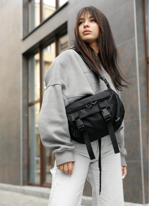 Сумка-бананка женская Sambag Dynamicdart тканевая черная