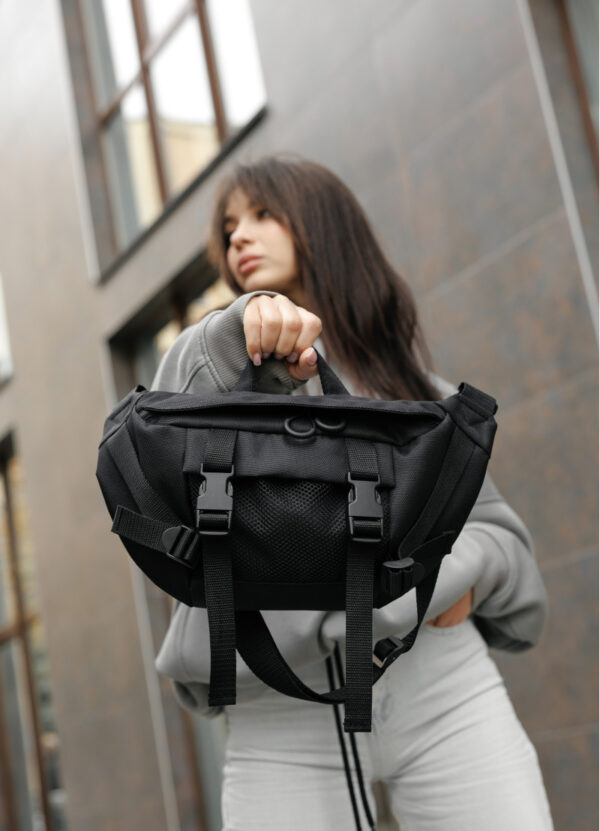 Сумка-бананка женская Sambag Dynamicdart тканевая черная