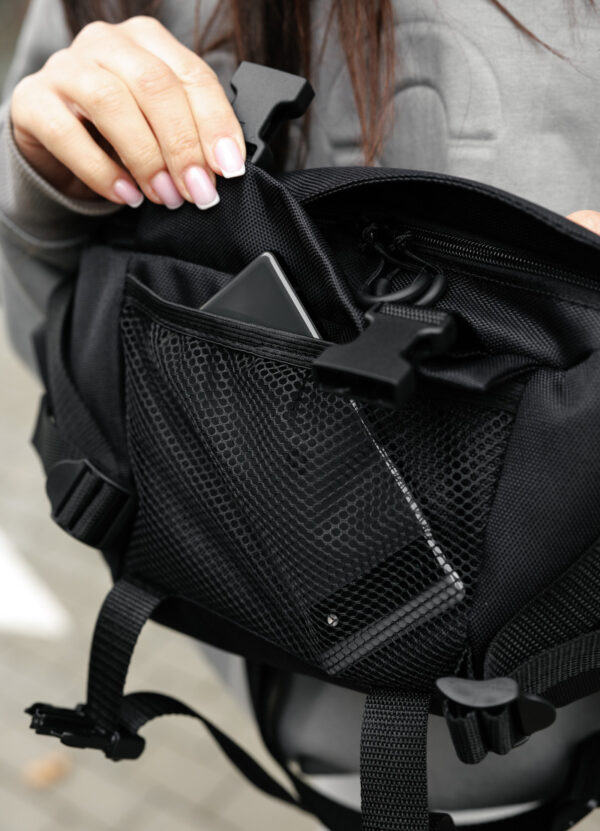 Сумка-бананка женская Sambag Dynamicdart тканевая черная