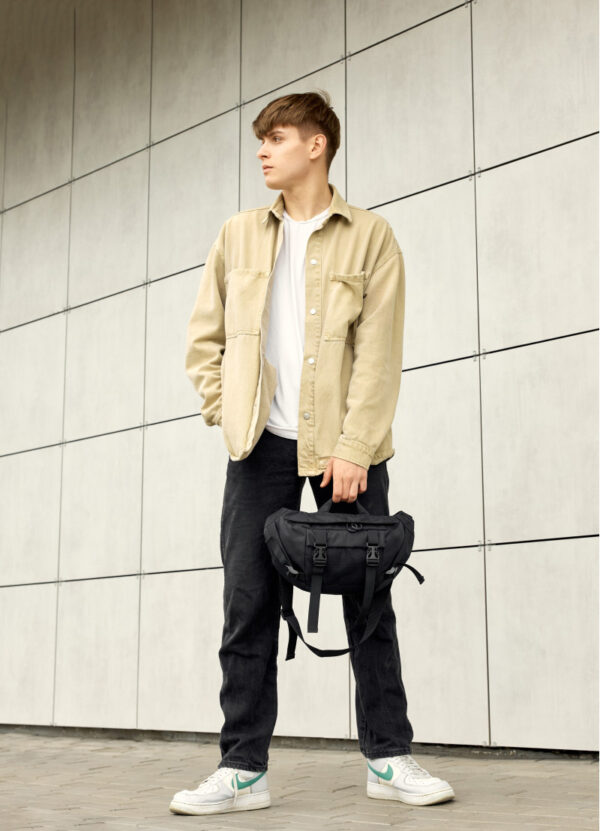 Сумка-бананка мужская Sambag Dynamicdart тканевая черная