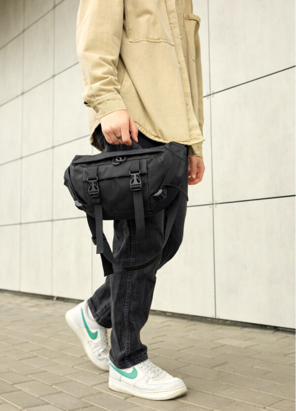 Сумка-бананка мужская Sambag Dynamicdart тканевая черная