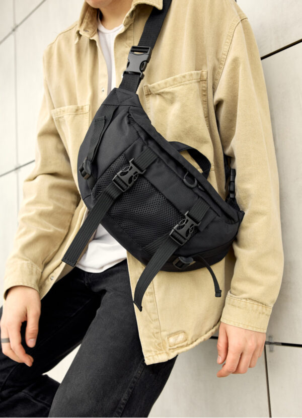 Сумка-бананка мужская Sambag Dynamicdart тканевая черная