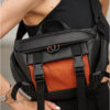 Сумка-бананка женская Sambag Dynamicdart черная с оранжевым
