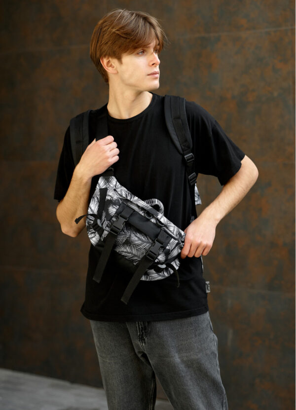 Сумка-бананка мужская Sambag Dynamicdart пальмовый принт