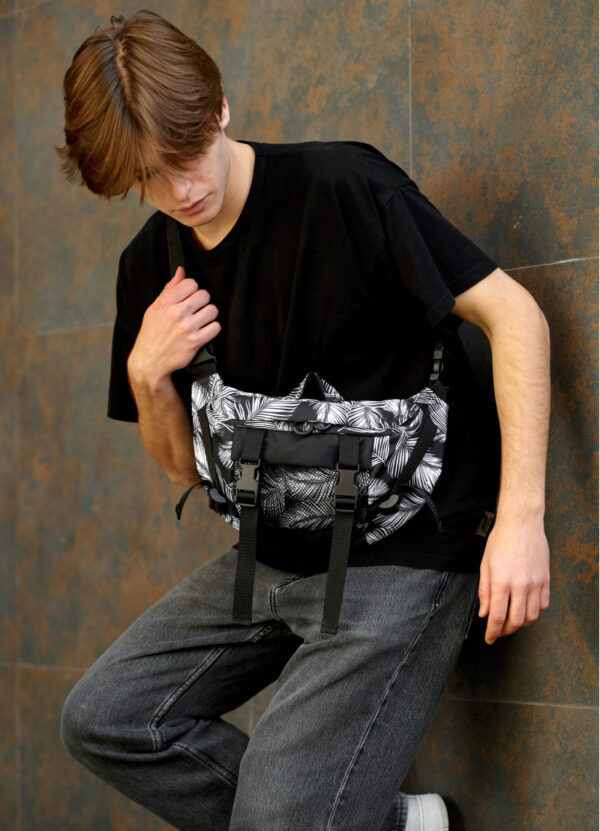 Сумка-бананка мужская Sambag Dynamicdart пальмовый принт