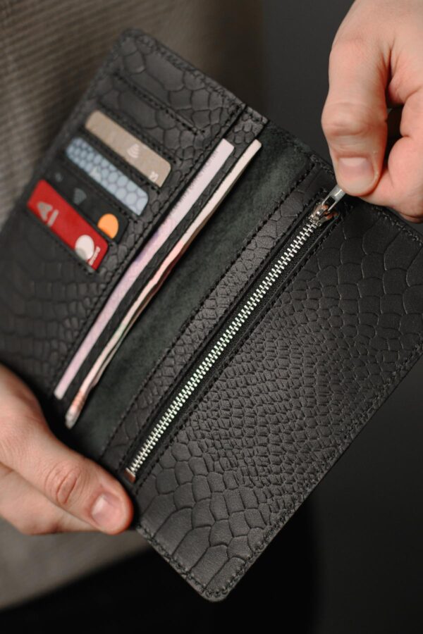 Портмоне мужское Skill тиснение питон черное