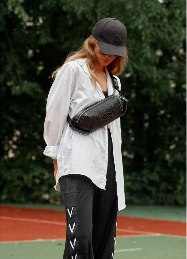 Бананка женская Sambag Holster MSH черная с принтом крокодил