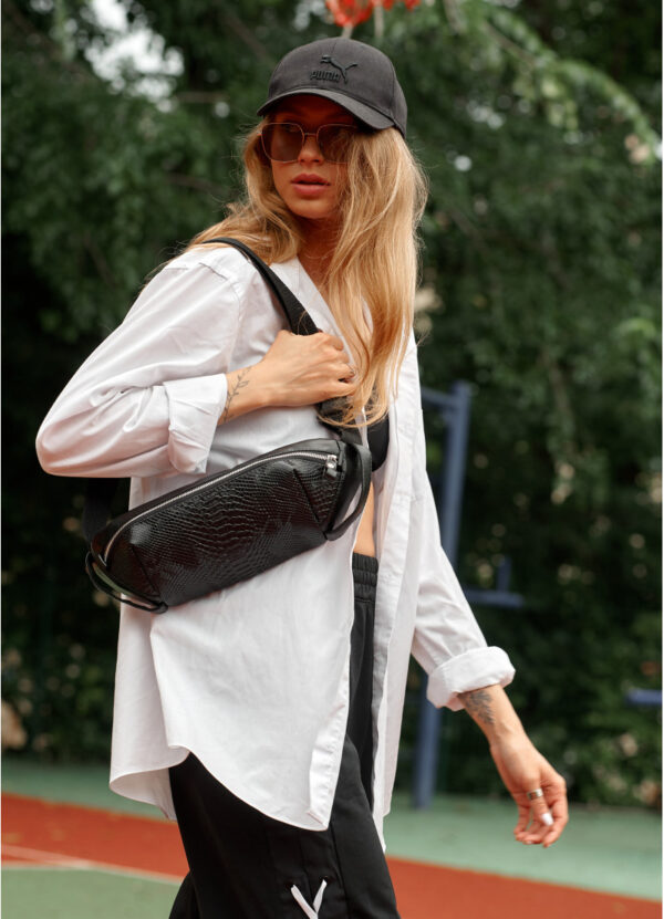 Бананка женская Sambag Holster MSH черная с принтом крокодил