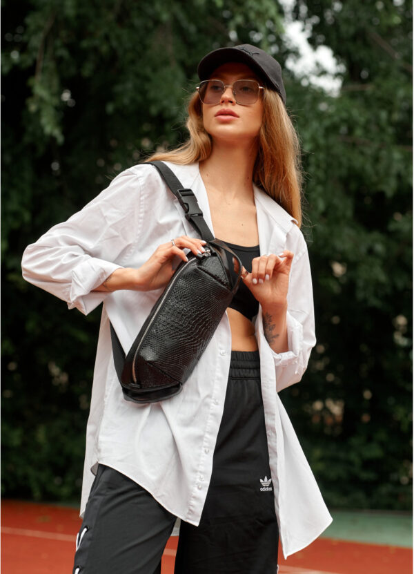 Бананка женская Sambag Holster MSH черная с принтом крокодил