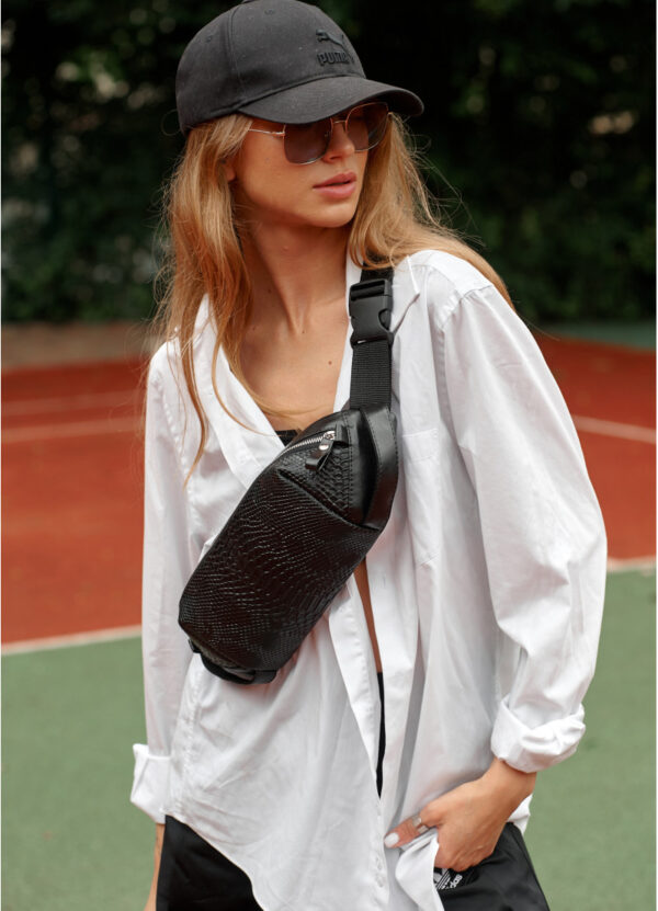 Бананка женская Sambag Holster MSH черная с принтом крокодил