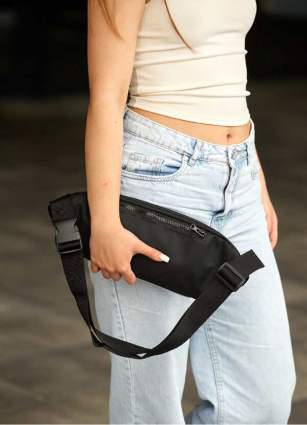 Бананка жіноча тканинна Sambag Holster MSH біло-чорна з принтом