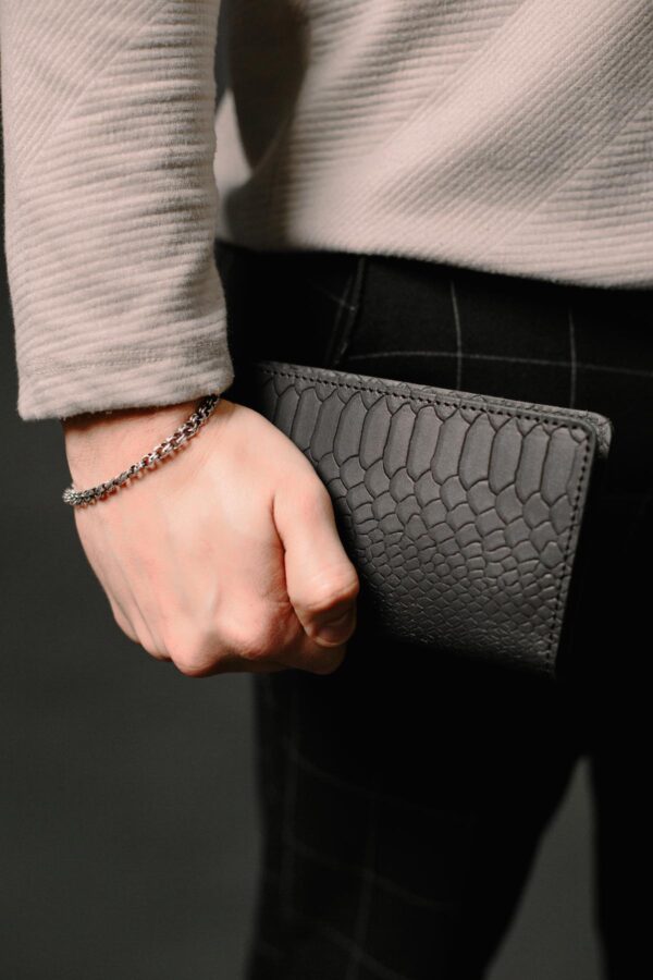 Портмоне мужское Skill тиснение питон черное