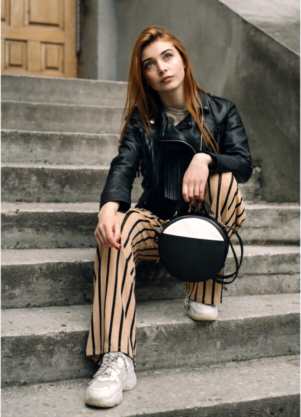 Сумка кросс-боди женская Sambag Bale черная с белым