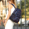 Женский рюкзак Sambag Brix PJT нави с принтом Flamingo