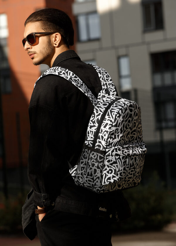 Рюкзак чоловічий Sambag Brix PJT Сlassic принт білий з чорним