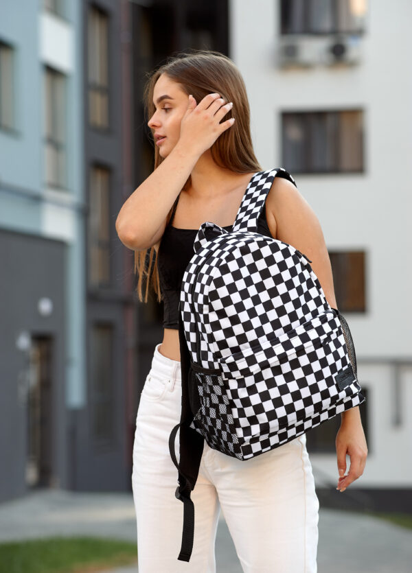 Рюкзак жіночий Sambag Brix PJT з принтом чорний з білим