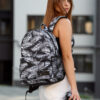 Рюкзак жіночий Sambag Brix PJT з принтом білий з чорним