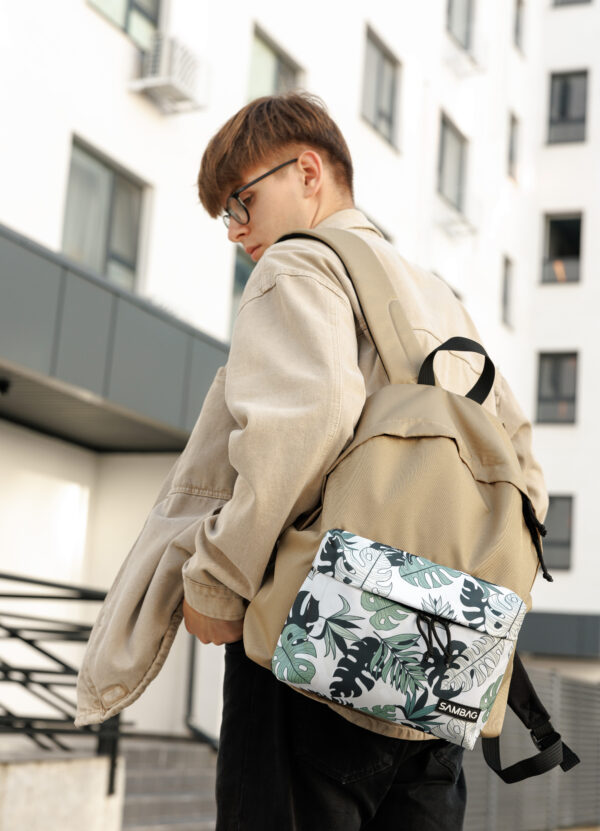 Мужской рюкзак Sambag Active с бежевым принтом