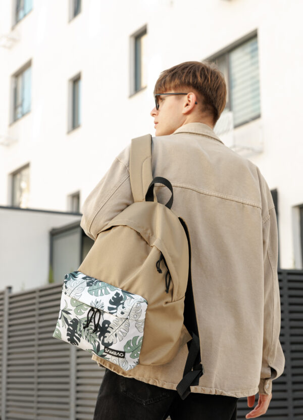 Мужской рюкзак Sambag Active с бежевым принтом