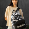 Женский рюкзак Sambag Active с принтом черный с белым