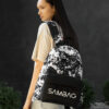 Женский рюкзак Sambag Active с принтом черный с белым