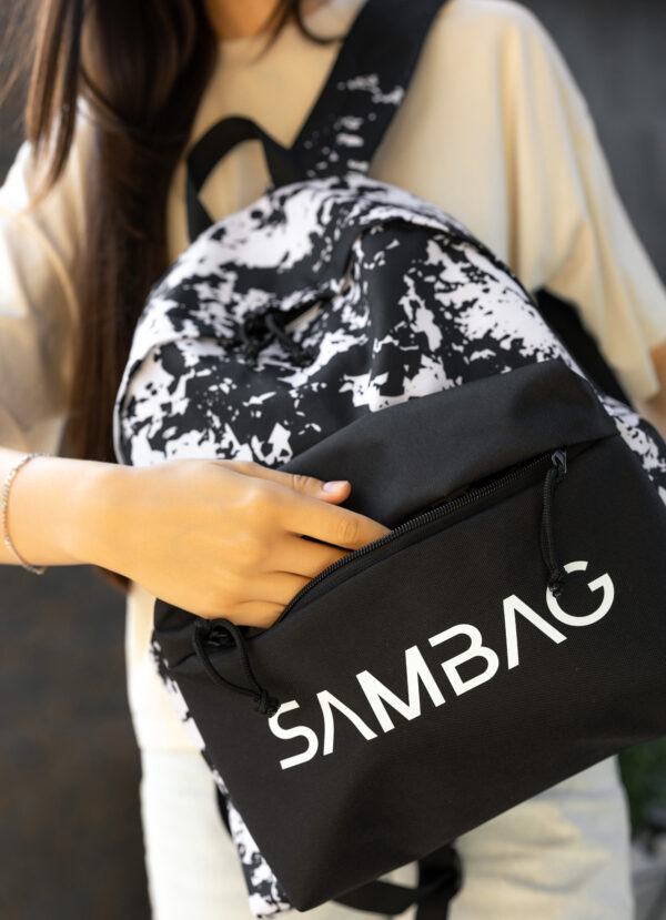 Женский рюкзак Sambag Active с принтом черный с белым
