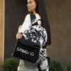 Женский рюкзак Sambag Active с принтом черный с белым