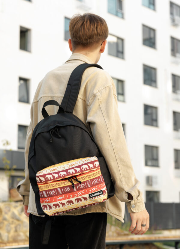 Мужской рюкзак Sambag Active черный тканевый с принтом