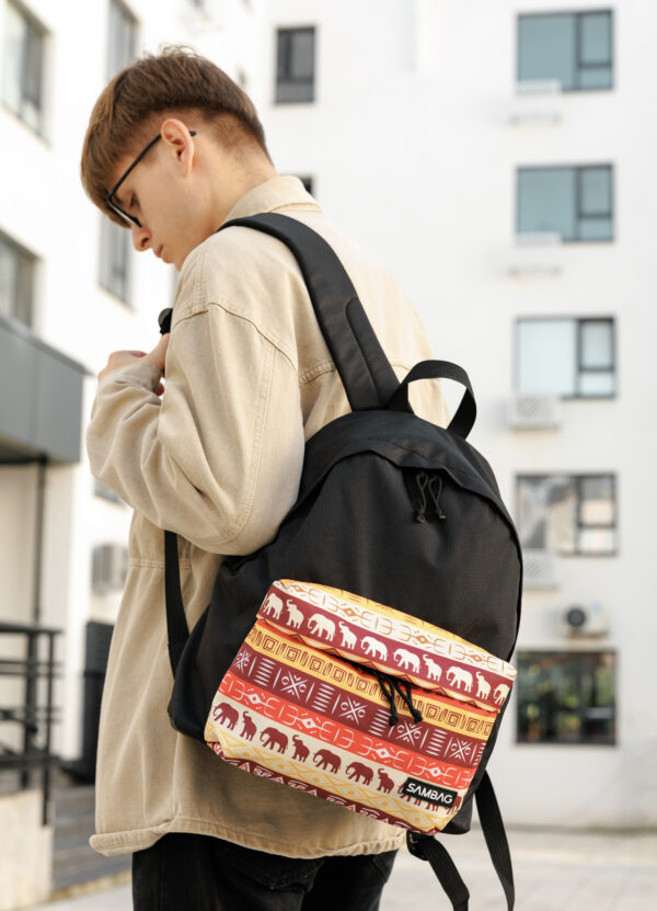 Мужской рюкзак Sambag Active черный тканевый с принтом