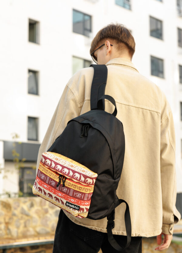 Мужской рюкзак Sambag Active черный тканевый с принтом