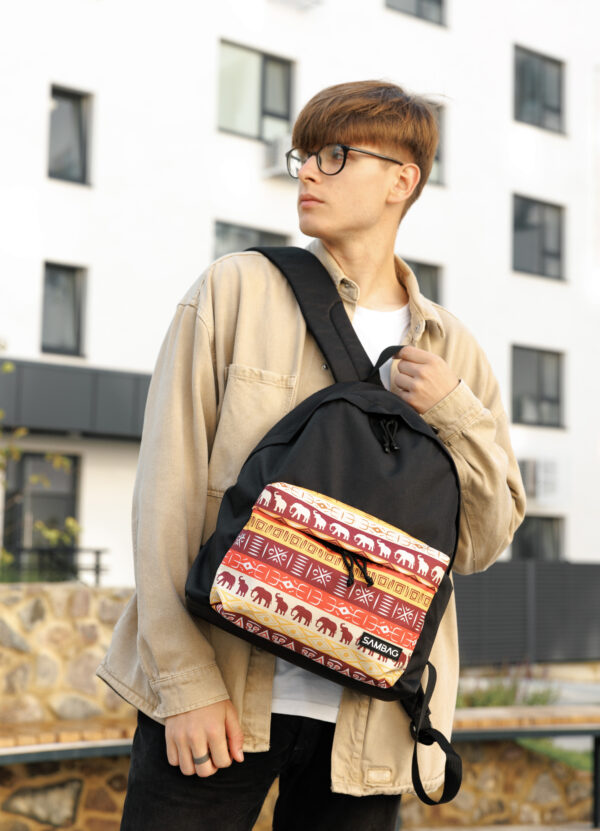 Мужской рюкзак Sambag Active черный тканевый с принтом