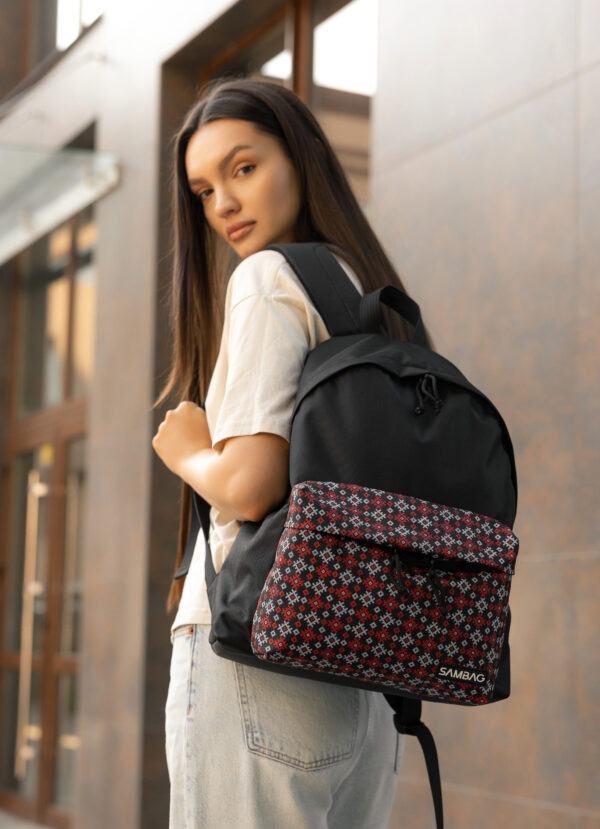 Рюкзак жіночий Sambag Active з принтом чорний