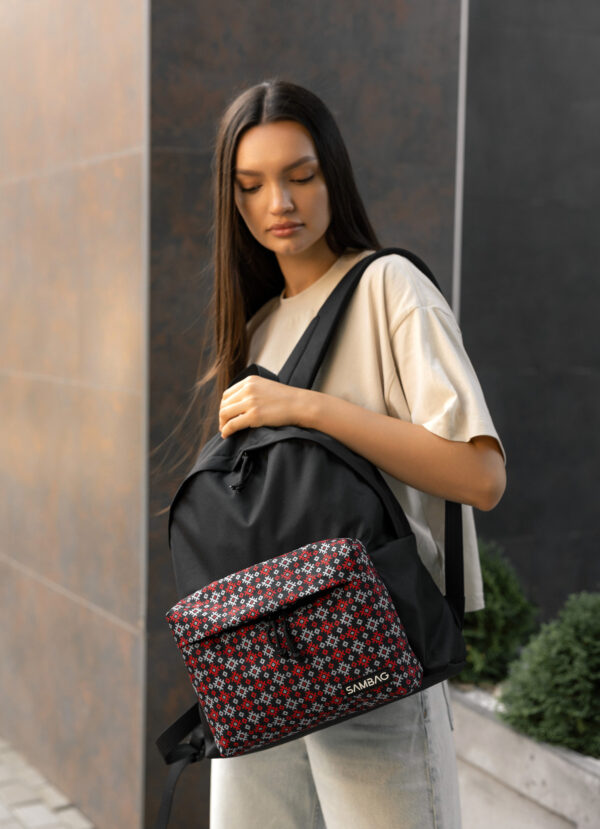 Рюкзак жіночий Sambag Active з принтом чорний