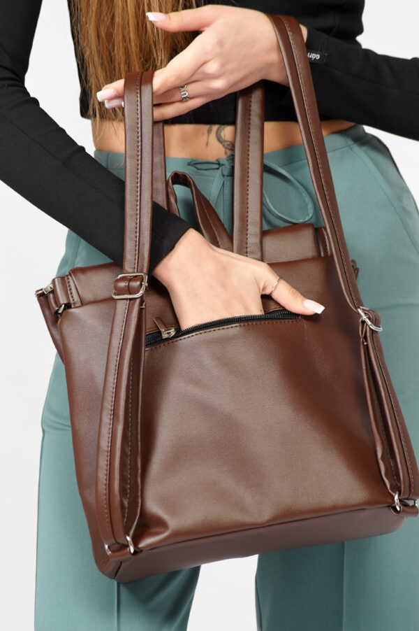 Рюкзак-сумка жіноча Sambag Loft строчена шоколадна