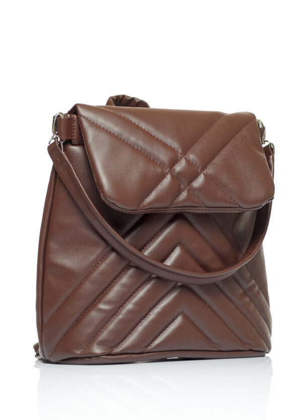 Рюкзак-сумка жіноча Sambag Loft строчена шоколадна