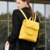 Женский рюкзак-сумка Sambag Loft строченая желтая