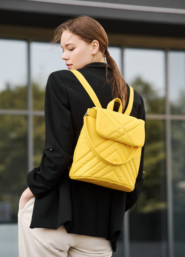 Женский рюкзак-сумка Sambag Loft строченая желтая
