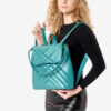 Женский рюкзак-сумка Sambag Loft строченая бирюзовая