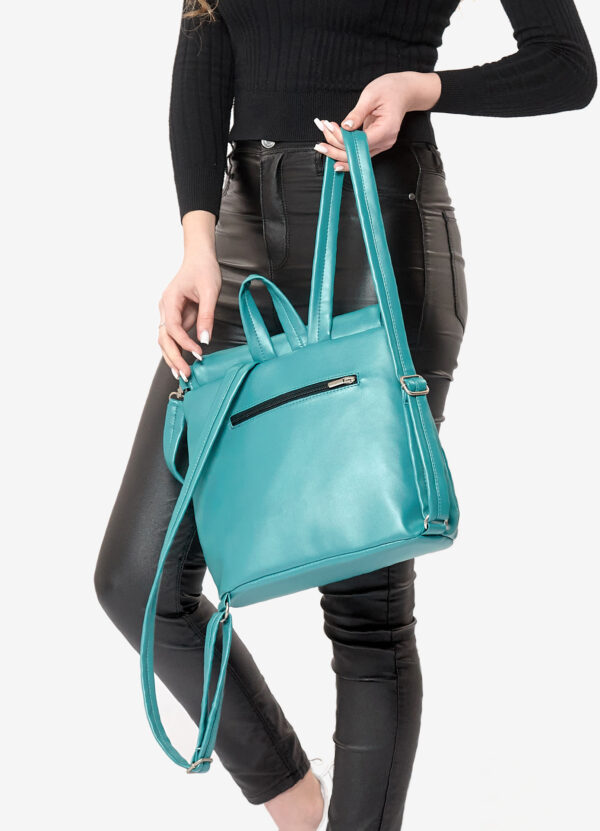 Женский рюкзак-сумка Sambag Loft строченая бирюзовая