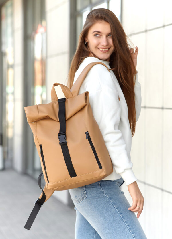 Женский рюкзак роллтоп Sambag RollTop One бежевый