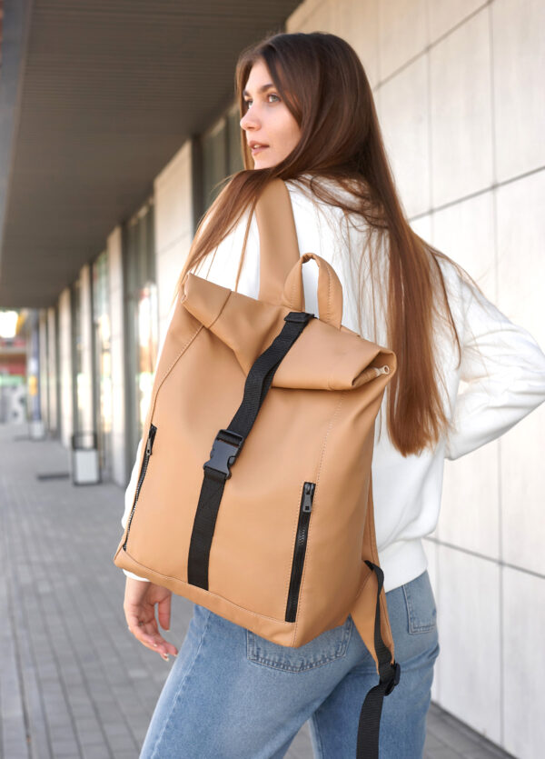 Женский рюкзак роллтоп Sambag RollTop One бежевый