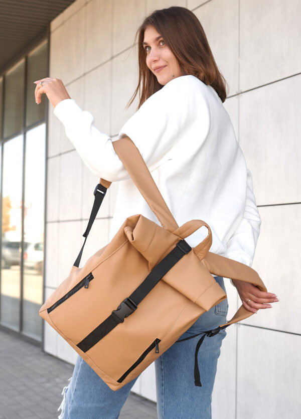 Женский рюкзак роллтоп Sambag RollTop One бежевый