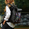 Рюкзак жіночий Sambag RollTop One з принтом чорний