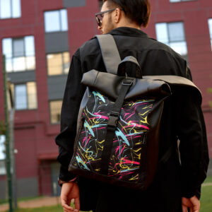 Мужской рюкзак роллтоп Sambag RollTop LZT черный с принтом