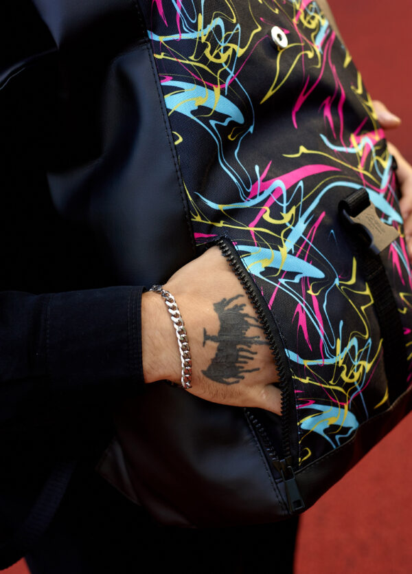 Рюкзак роллтоп чоловічий Sambag RollTop LZT чорний з принтом